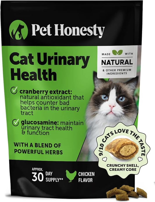Cat Urinary Tract Health Crunchy & Creamy Chews - Promotes Healthy Digestion & Normal Bladder Function with Cranberry, Antioxidants, & Probiotics - Gut + Bladder Support Supplement (30 Day Supply)