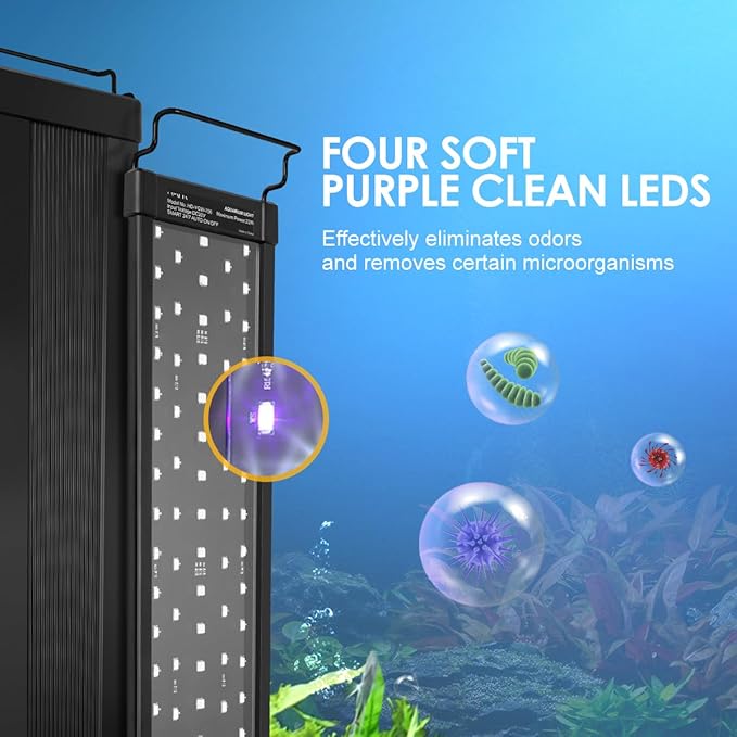 Aquarium Light,18W 24/7 Natural Mode,9 Light Modes(Water Grass Mode & 7 Colors & Cycle),Adjustable Timer and 7 Color Brightness - with Expandable Mounting Bracket for 18~24IN Fish Tank