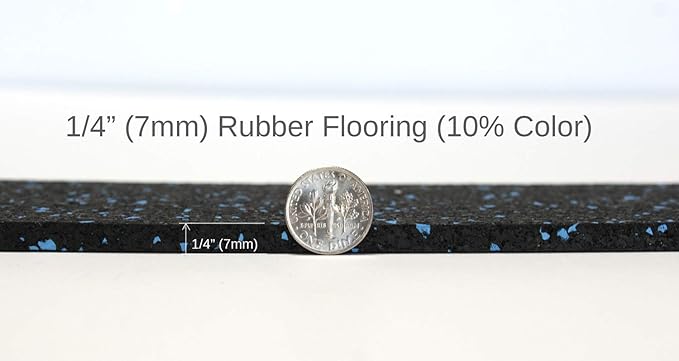 American Floor Mats 1/4in (7mm) Thick 10% Red 4' x 3' Heavy Duty Rubber Rolls, Protective Exercise Mats, Home Gym Rubber Flooring