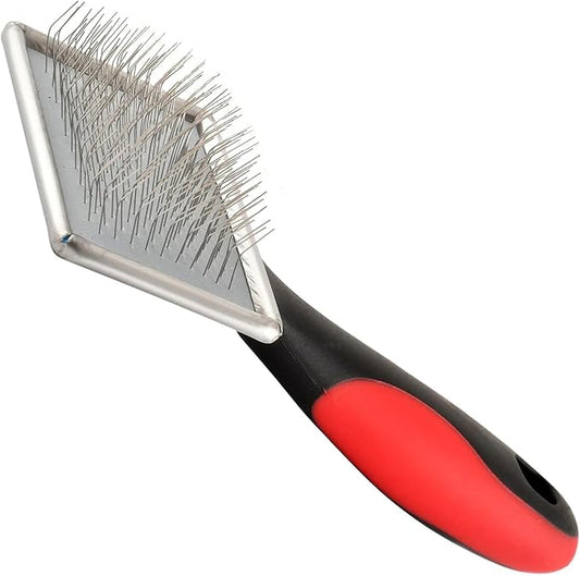 Jeffers Non-Slip Slicker Brush for Pets – Small Size, Soft Pins, Red & Black – Detangling Grooming Tool for Dogs & Cats with Short, Long, Thick & Curly Coats – Comfortable Grip Pet Comb