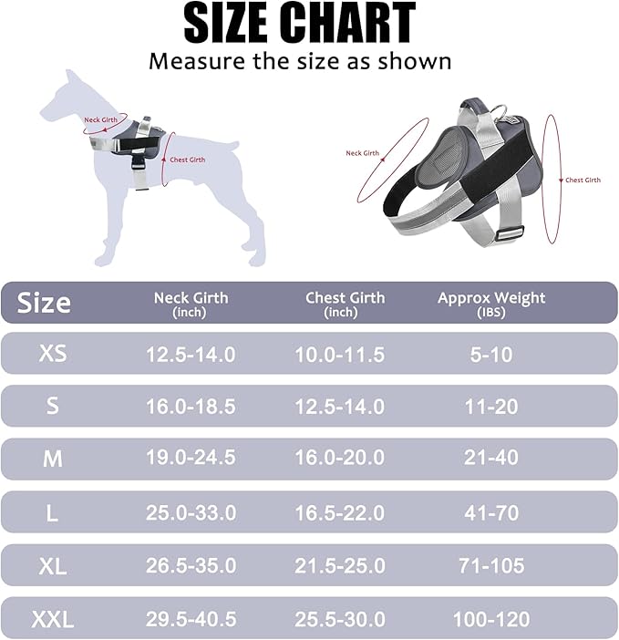 Bolux Dog Harness, No-Pull Reflective Dog Vest, Breathable Adjustable Pet Harness with Handle for Outdoor Walking - No More Pulling, Tugging or Choking
