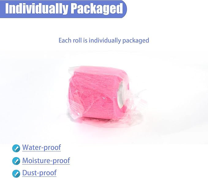 9 Pack 2" x 5 Yards Self Adhesive Bandage Wrap Self Stick Wrap for Ankle, Wrist, Finger, Sports, Breathable Cohesive Vet Tape for Pets (Pink)