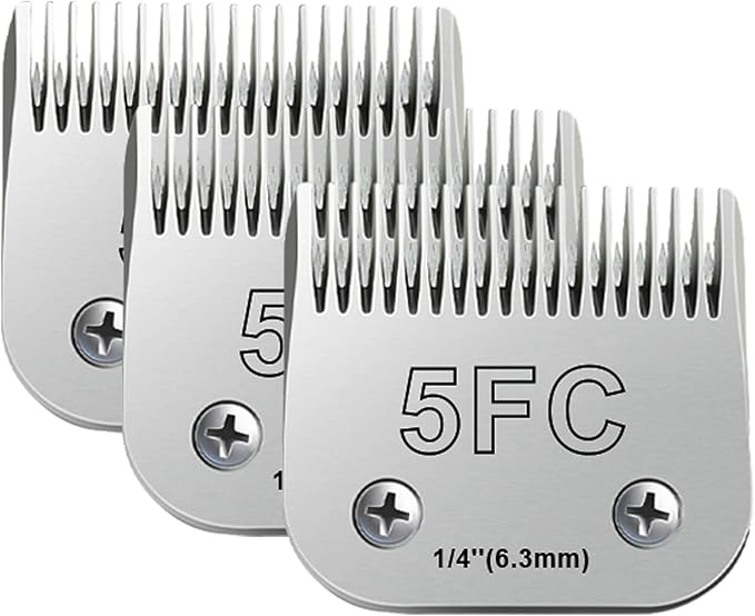 3pcs 5FC Blades for Dog Grooming Blades Compatible with Andis,Oster A5,Wahl km10 Dog Clippers,Size-#5FC, 1/4-Inch Cut Length (6.3mm) (3pcs #5FC (6.3mm))