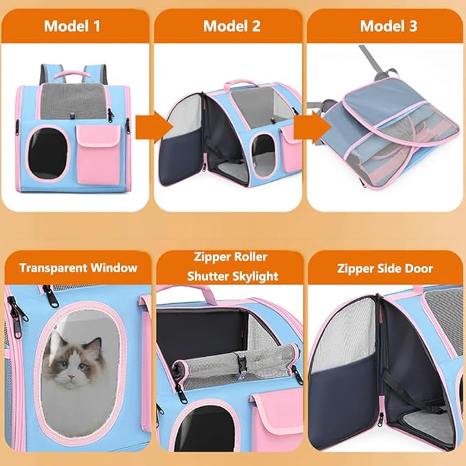 Cat Dog Carrier Backpacks,Pet Backpack Carrier, Bubble Backpack Pet Carriers with Breathable Mesh for Cats Small Dogs Puppies Animals for Travel, Hiking, Camping or Outdoor Use (Pink)