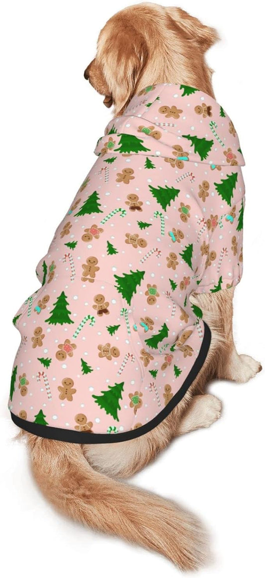 Christmas Gingerbread Men Hoodie,Christmas Cosplay Dog Clothes with Pocket and Hat Winter Clothes Sweaters XXX-Large