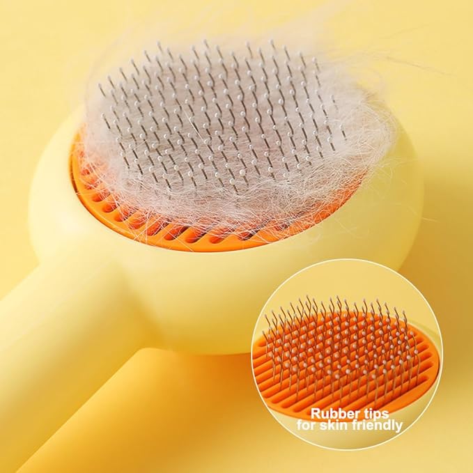 Cat Brush for Short or Long Haired Cats Dogs Rabbits, Cute Dog Brush with Release Button for Massage and Removes Loose Fur, Dog Hair Brush Dog Grooming Deshedding Brush