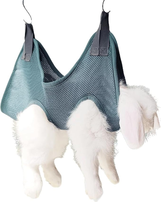 Rabbit Grooming Hammock with Safety Belt for Nail Clipping, Grooming, Bunny Bathing Bag for Nail Trimming, Cat Claw Care Bag, Small Animal Grooming Harness (Grey,XX-Small)