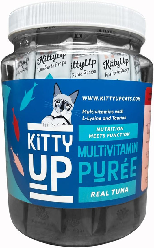 Lickable Cat Treats -Real Tuna Multivitamin Puree with Lysine & Taurine for Indoor Cats | Grain-Free, Squeeze Tube (50 Pack)