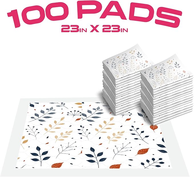 Disposable Dog Training Pads – Highly Absorbent Pee Pads with Quick-Dry Gel, Leak Proof Backing, Pheromonal Attractant for Housebreaking and Indoor Potty Training – 23 x 23 in (100 Count)
