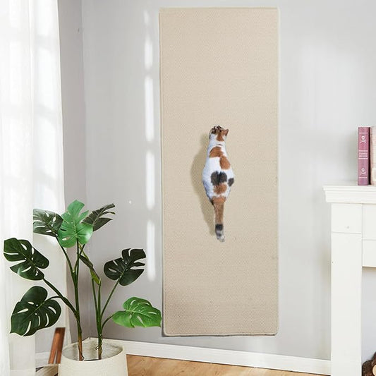 SHENGOCASE 67"x 23.6" Thickened Cat Wall Climbing Carpet, Cat Wall Furniture Scratcher, Scratching Post, Couch Sofa Protector (Creamy-White)