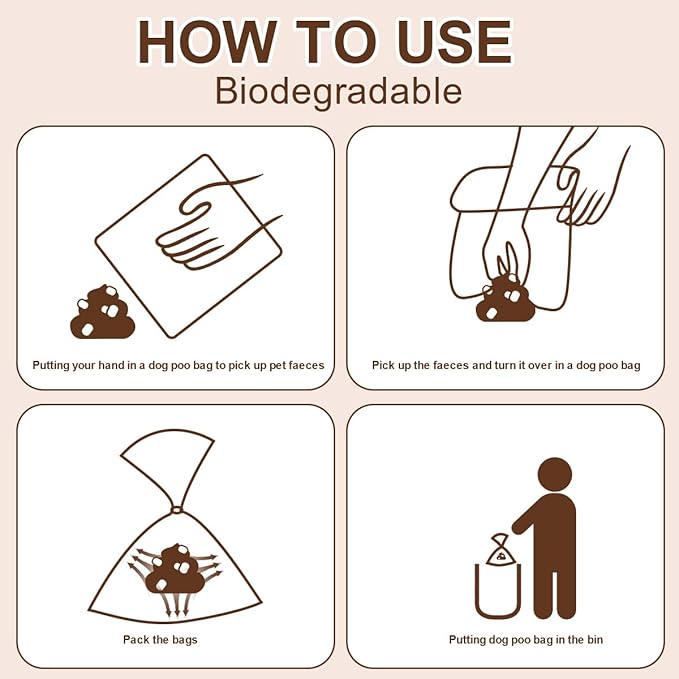 Coffee Dog Poo Bags Coffee scent - 270 Large Biodegradable Poop Bags, Extra Thicken Strong Corn Starch Blended Compostable Leak Proof Poop Waste Bag for Dogs