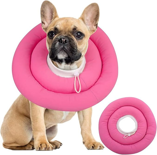 IDOMIK Dog Recovery Collar, Waterproof Soft Dog Cone After Surgery, Comfy Protective Elizabethan Collar Alternative for Dogs Cats, Adjustable Pet Neck Donut Cone Anti-Licking Biting Wounds,Rose,XL