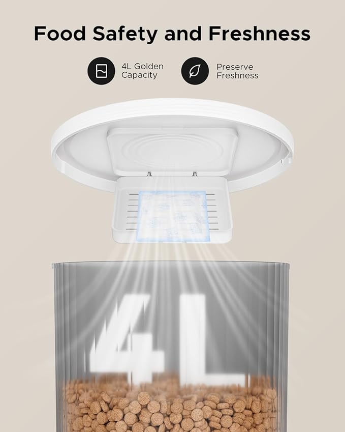 Automatic Cat Feeder with Camera - 2.4GHz APP - Controlled Cat Food Dispenser- Features HD Video for Indoor Use, Easy Setup & Cleaning, 2 - Way Audio, and a Desiccant Bag to Keep Food Fresh