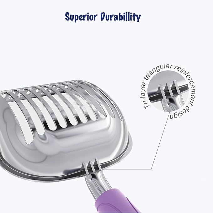 WePet Cat Litter Scoop, Aluminum Alloy Sifter, Kitty Metal Scooper, Deep Shovel, Long Handle, Poop Sifting, Kitten Pooper Lifter, Durable, Heavy Duty, for Litter Box