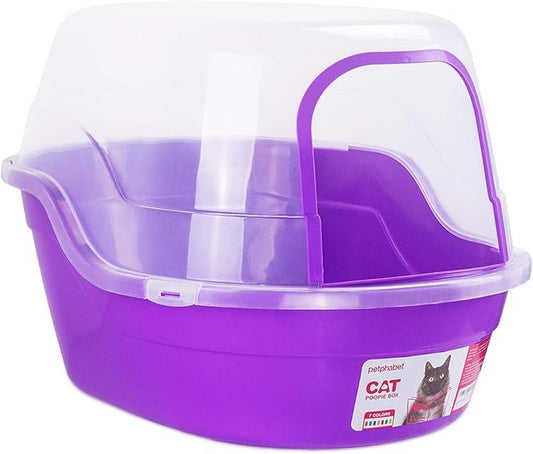 Covered Litter Box, Jumbo Hooded Cat Litter Box Holds Up to Two Small Cats Simultaneously,Extra Large Purple by Petphabet