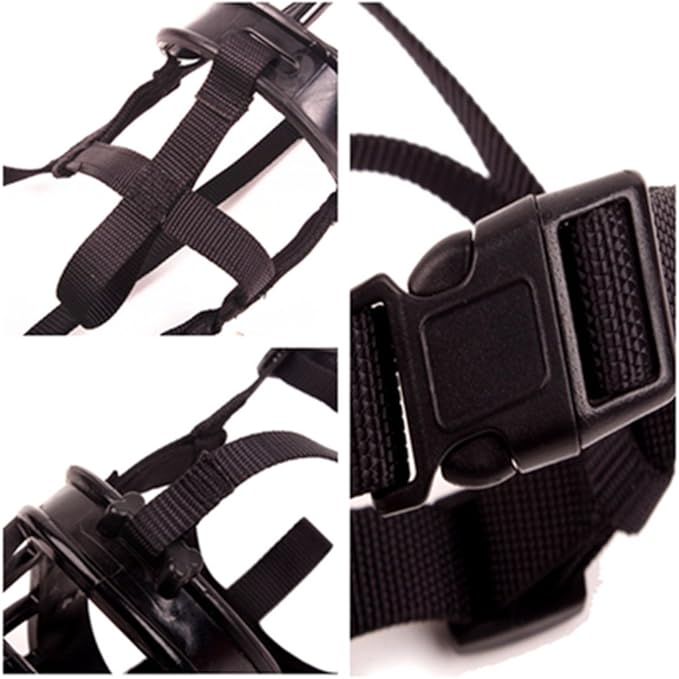 Basket Dog Muzzles-Soft Adjustable Breathable Mask Anti Biting Chewing Barking Training Dog Muzzle for Small Medium Large Dogs (Black, 2: Snout 6.7-10.2")