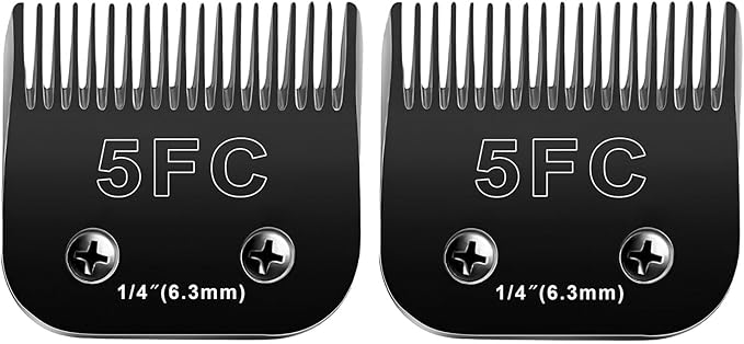 2PCS 5FC Blades Dog Grooming Blades Compatible with Andis/Oster A5/Wahl KM-10 Series Dog Clippers,Detachable Clipper Replacement Blade,Black(5FC/2PCS)