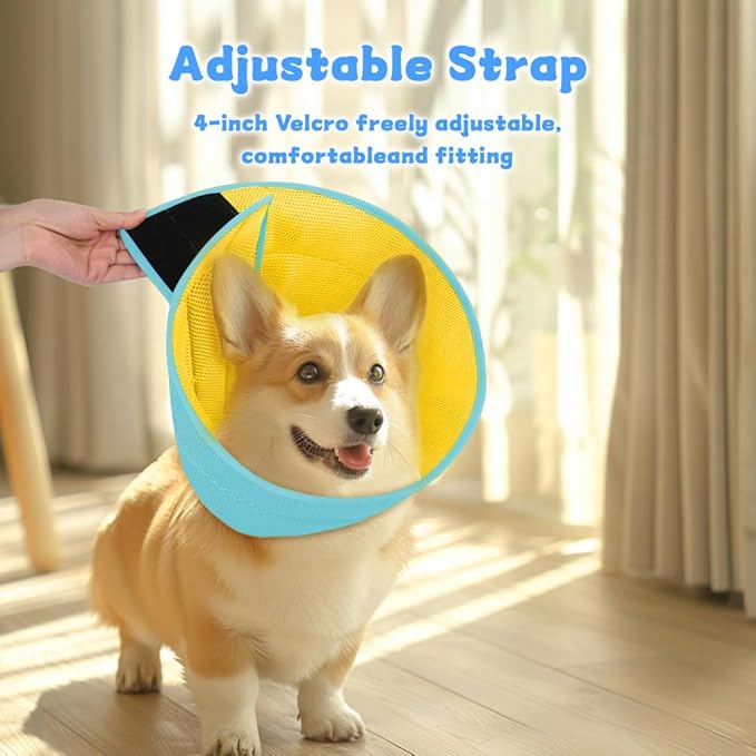 Dog Cone Soft Recovery Collars & Cones After Surgery for Medium Large Dogs, Comfy Ecollars to Stop Licking, Adjustable, Dog Ecollars for Recovery Fabric: Soft Comfort, Ecollars of Shame Alternatives