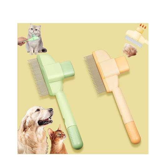2 Pcs Brush for Cats, brush Cat Comb, Avatore brushs-Removes Fur & Relieves Pain, Upgrade Dog and Cat Hair Removal with Release Button, Multi-function Grooming Brushs for Short&Long Cats