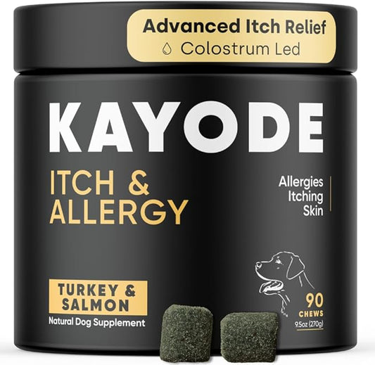 Kayode Itch & Allergy - Natural Dog Allergy Chews with Advanced Itch Relief. Premium Colostrum & Bee Pollen for Dog Allergies. Natural Alternative to Allergy Medicine