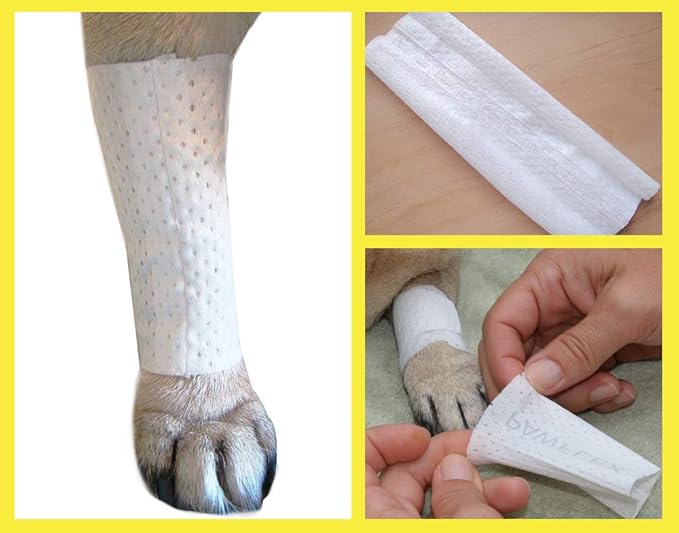 Protective Sleeve Tubular Cover - Bandages - for Dogs Cats and Other Pets First Aid Wound Care Comfortable Non-Adhesive Breathable & Water Resistant 12 Strips (yields 24-36 Covers)-(Medium)
