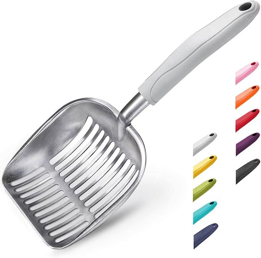 WePet Cat Litter Scoop, Aluminum Alloy Sifter, Kitty Metal Scooper, Deep Shovel, Long Handle, Poop Sifting, Kitten Pooper Lifter, Durable, Heavy Duty, for Litter Box
