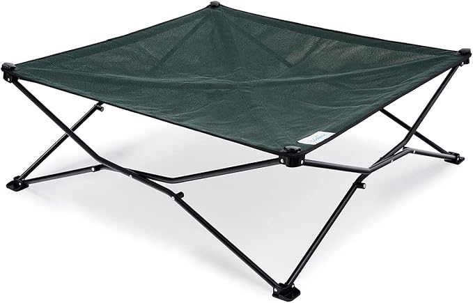 Coolaroo On-The-Go Elevated Dog Bed - Foldable Pop-Up Travel Dog Bed with Breathable, Moisture-Resistant Fabric, Carry Bag Included, Lightweight & Portable, Brunswick Green, Extra Large