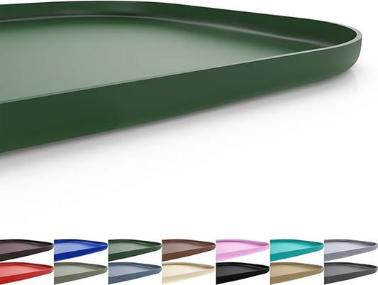 Silicone Pet Feeding Mat with Raised Edge for Food and Water, Dog Bowl Mats, Cat Bowls Placemat with High Lip for Floor Waterproof, Rubber Tray for Cats and Dogs 19 x 12 x0.7 Dark Olive