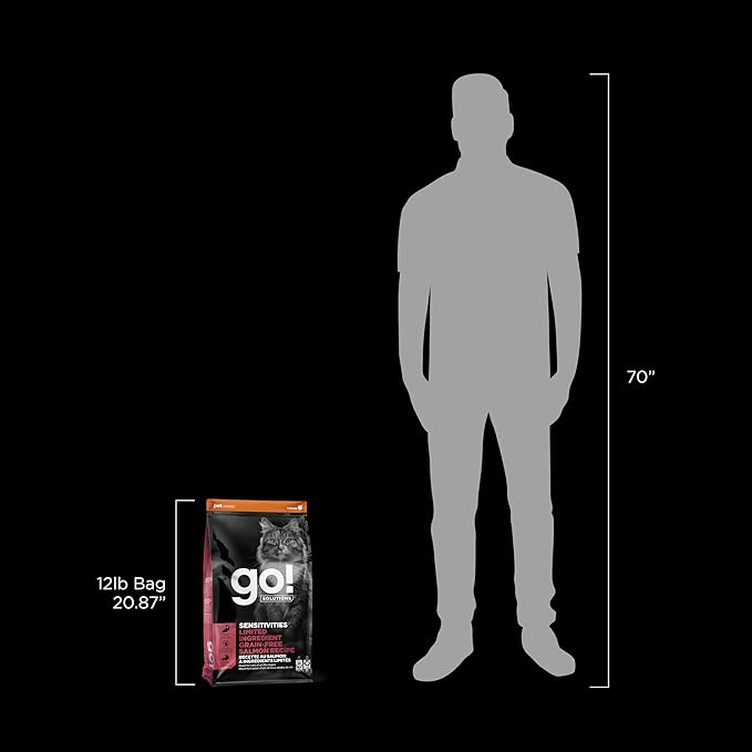 Go! Solutions Sensitivities Limited Ingredient, Grain-Free Dry Cat Food, Salmon Recipe for Sensitive Stomach, 12 lb Bag