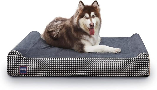 Laifug Orthopedic Memory Foam Extra Large Dog Bed with Pillow and Durable Water Proof Liner & Removable Washable Cover & Smart Design