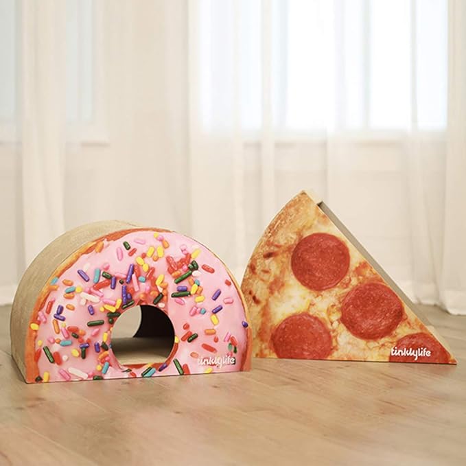 Cat Scratcher Cardboard, Looking Well with Delicious Pizza Shape Cat Scratching House Bed Furniture Protector