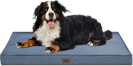 Dog Beds for Large Dogs, Orthopedic Dog Bed for Extra Large Dogs, Big Waterproof Pet Bed with Washable Removable Oxford Cover, Blue