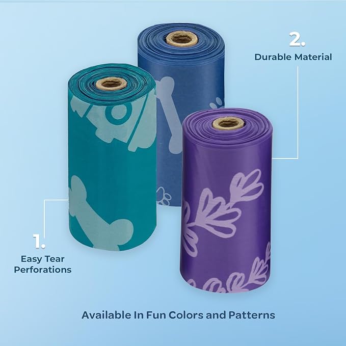 Best Pet Supplies Dog Poop Bags for Waste Refuse Cleanup, Doggy Roll Replacements for Outdoor Puppy Walking and Travel, Leak Proof and Tear Resistant, Thick Plastic - Assorted Colors, 240 Bags