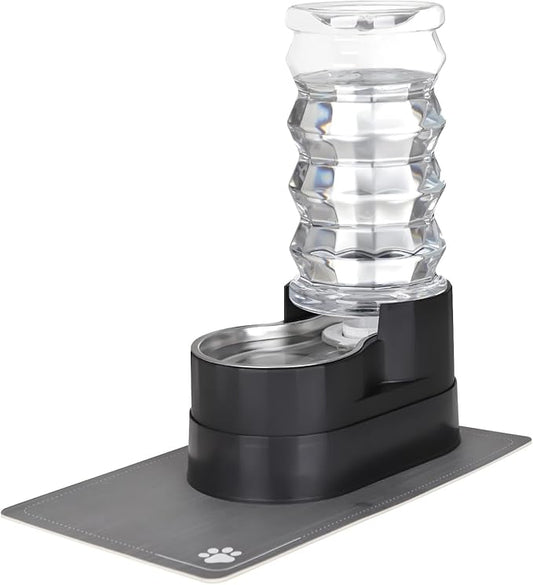 RIZZARI Large Water Dispenser for Dogs: 8L Automatic Stainless Steel Black Gravity Raised Pet Feeder for Pet Dogs Indoor/Outdoor