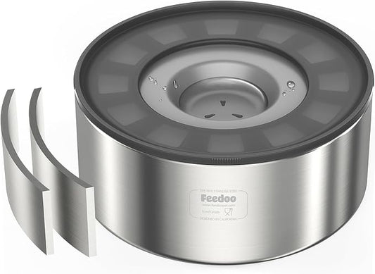 2L No Spill Water Bowl for Dogs, Double-Wall Stainless Steel with Splash-Proof Paws Lid and Floating Disk, Non-Slip Base, Easy to Clean Slow Water Feeder for Small Medium Dogs