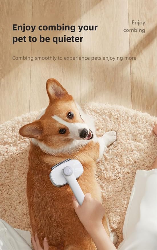 Adjustable Comb for Cats & Dogs: 2-in-1 Deshedding Brush with Hair Removal Board, Dematting Tool for Long/Short Hair - Undercoat Rake & Smooth Grooming Comb