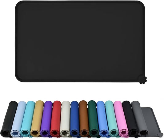 Waterproof Pet Feeding Mat with High Raised Edges, Heavier and Thicker Placemats for Cat Dog Water Bowl with BPA Free, Dogs Cats Food Mats for Messy Drinkers to Prevent Spill and Protect Floors