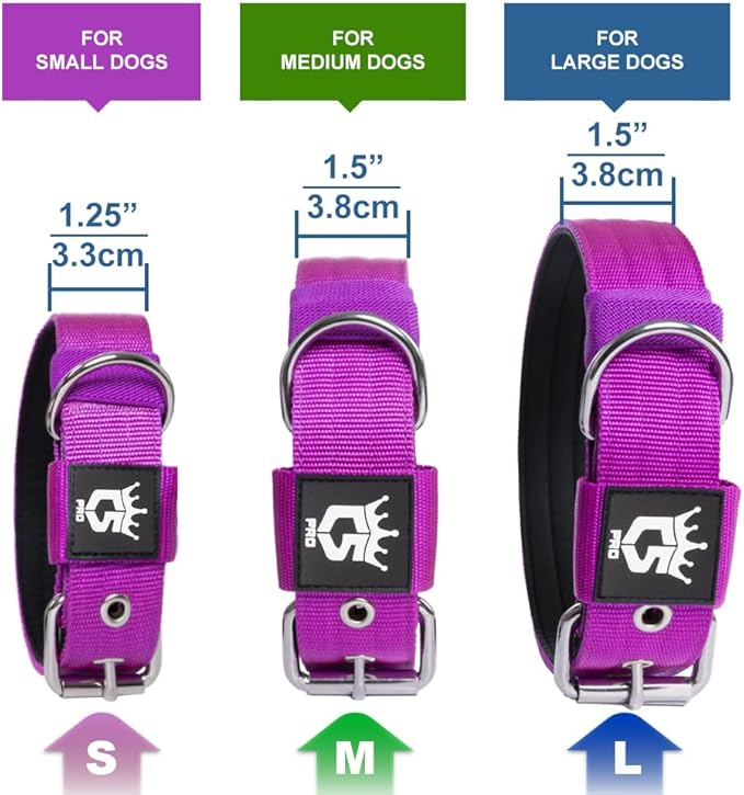 TSPRO Tactical Dog Collar 1.5 Inch Wide Thick Dog Collars with Heavy Duty Metal Buckle, Durable, Strong, Adjustable for Medium to Large Dogs (Black M)