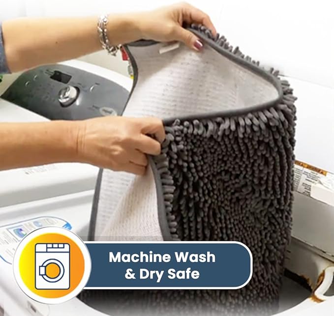 Muddy Mat® Original Dog Door Mat for Muddy Paws, Super Absorbent Microfiber, Non-Slip Washable Pet Rug, Quick Dry Chenille Entryway Carpet, Machine Washable Indoor Outdoor mat, Grey 24"x35