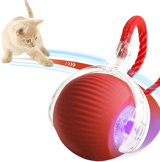 Interactive Cat Toys for Indoor Cats, Rechargeable 360° Automatic Moving Cat Toy for Bored Indoor Adult Cats, 2025 Upgraded Chase Motion Activated Kitten Toys - Red