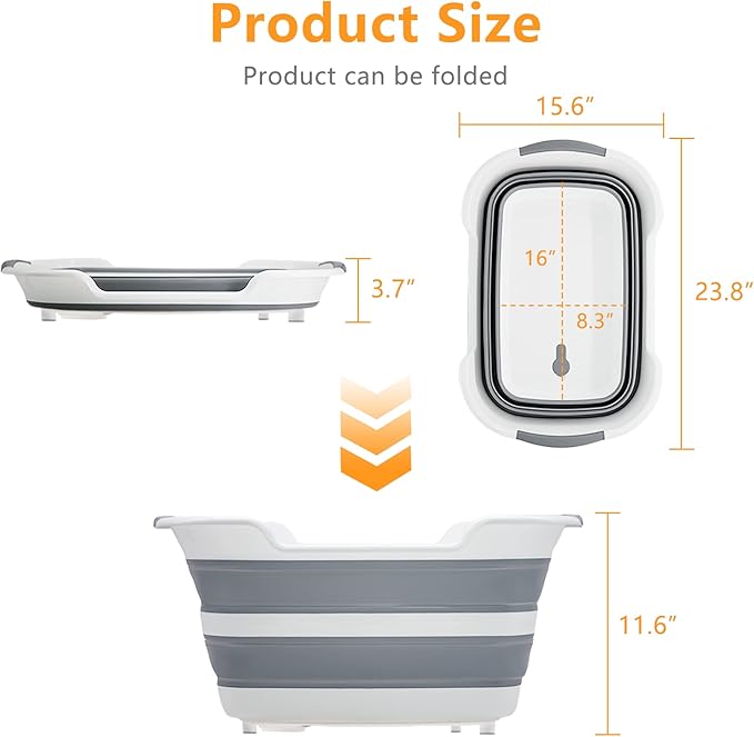 7.1 Gal/27L Multipurpose Collapsible Pet Bathtub Upgraded with Drainage Hole and Pet Hair Collector for Bathing/Shower, Portable Laundry Basket-Foldable Bathing Tub-Storage Organizer.