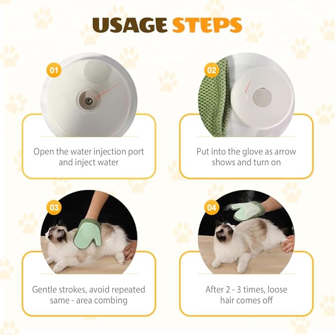 All-in-One Grooming Mist Glove for Pets, Cat Grooming Steam Gloves, Double Sided Pet Hair Remover Gloves for Clothes Furniture, Removal Glove Tool For Long Short Curly Dogs Cats Hair (Green)