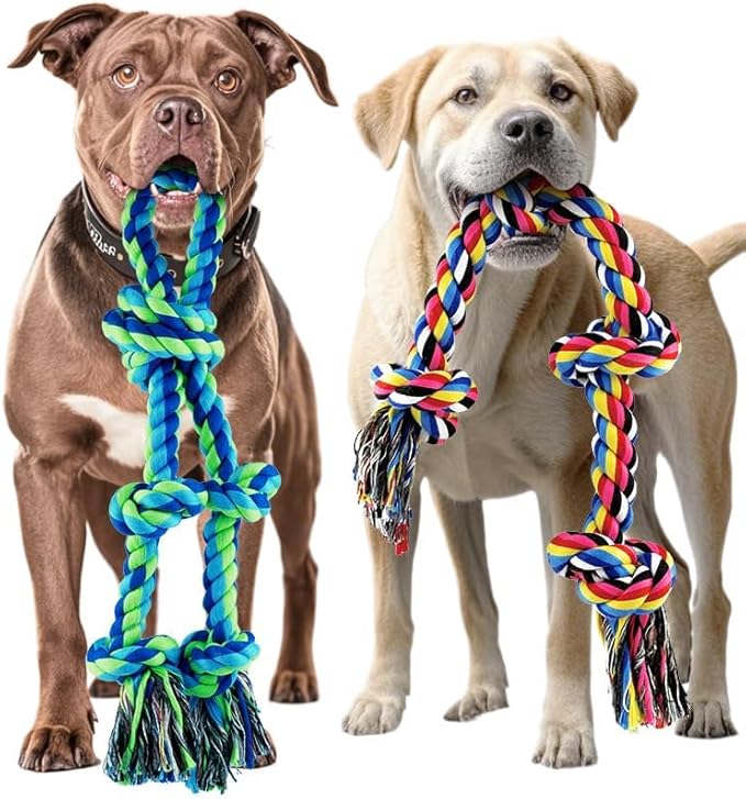 Dog Rope Toy for Large Dogs, 2 Pack Heavy Duty Dog Chew Toys for Aggressive Chewers, Indestructible Dog Toys for Super Chewer, Durable Tug of War Pet Toy for Medium to Large Breed Teeth Cleaning