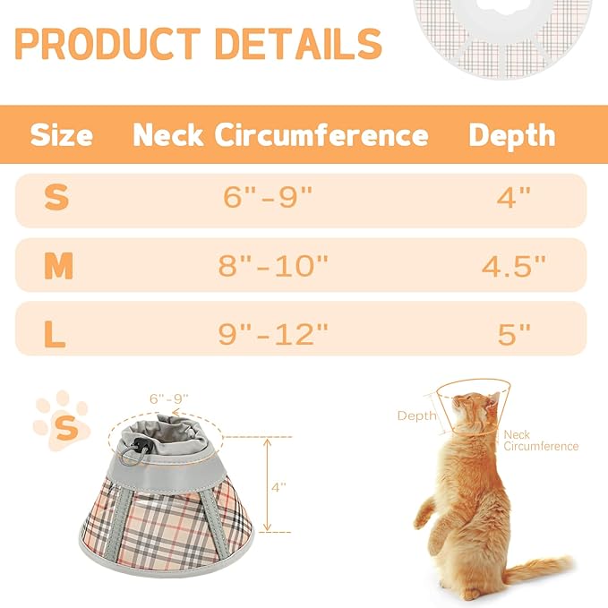 Cat Cone Collar Soft, Cat Recovery Collar for Large Medium Small Cats Kittens, Pet Cone Alternative After Surgery
