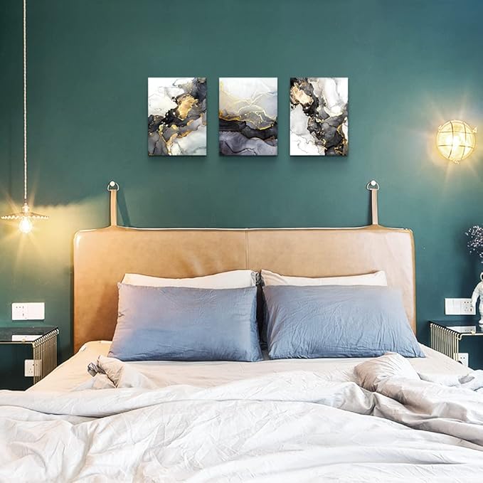 Boho Wall Decor - Abstract Ink Paintings, Framed Wall Art for Living Room, Bedroom & Office - 20" X 28" - 3 Piece Set