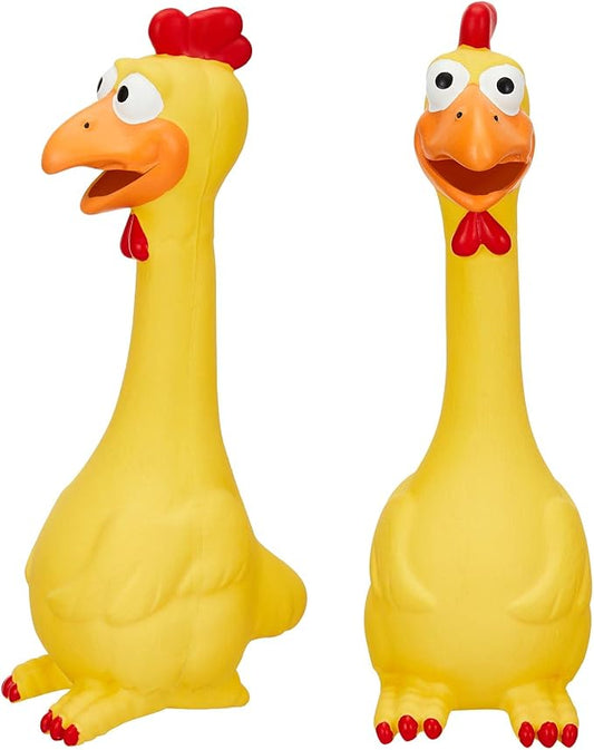 Hungdao 1 Pcs Horse Toys Latex Squeaky Squeeze Chicken Squeak Turkey Balls for Play Fake Screaming Chicken Toys for Horses Soccer Ball for Reduce Separation Anxiety Noise Maker (Yellow)