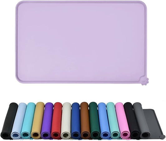 Waterproof Pet Feeding Mat with High Raised Edges, Heavier and Thicker Placemats for Cat Dog Water Bowl with BPA Free, Dogs Cats Food Mats for Messy Drinkers to Prevent Spill and Protect Floors