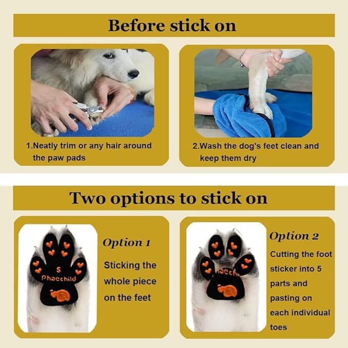 Dog Paw Pads Anti-Slip Grips,Dog Paw Protectors for Senior Dogs on Hot Pavement,Provides Traction to Keep Them from Slipping on Smooth Floors 12 sets-48 Pads Black L