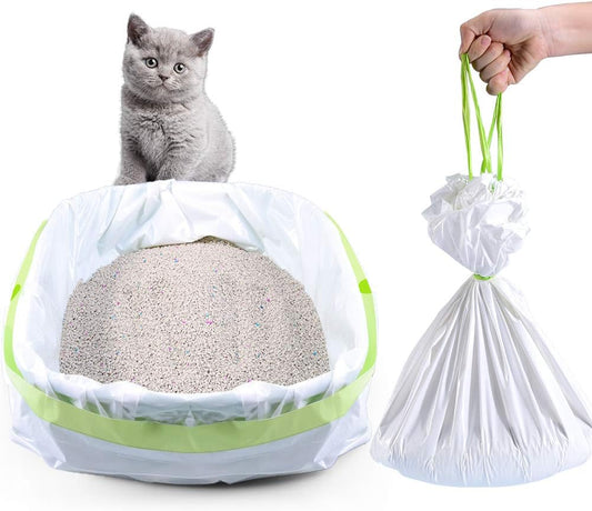 Cat Litter Liners Large, Jumbo Drawstring Extra Durable Pet Cat Pan Liners Extra-Thick Kitty Litter Box Bag-24 Count 36" x 19"