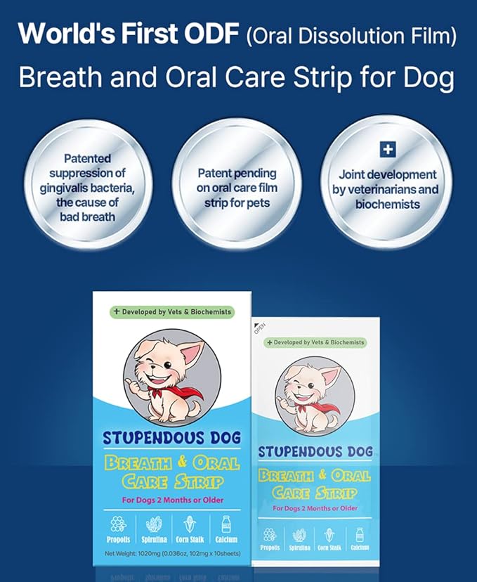 Breath Freshener Strip for Clean Teeth, Fresh Breath, & Healthy Mouth: Dog Water Additive for Dental Care - Pet Bad Breath Remedy - Cat Dental Mint Treats (10 Strips)